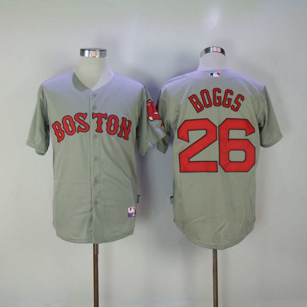 Men Boston Red Sox #26 Boggs Grey MLB Jerseys